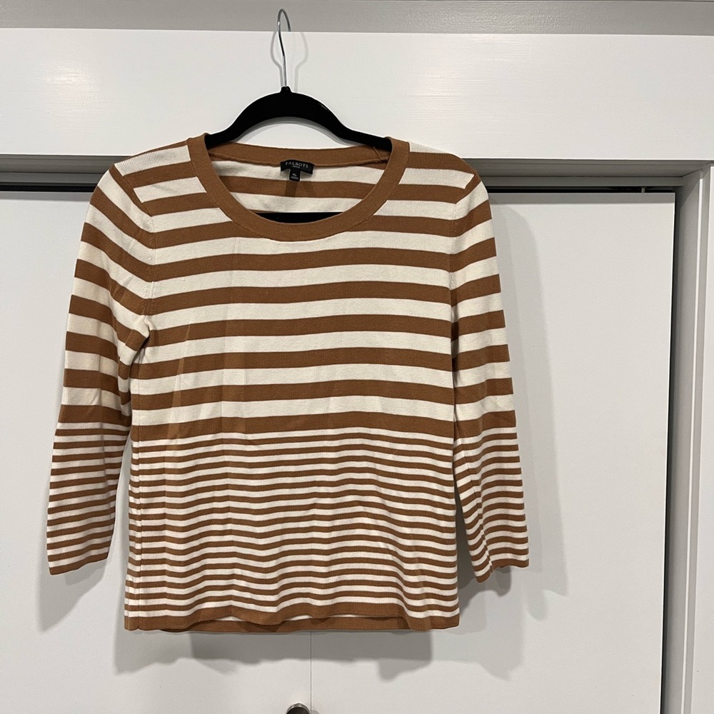 Brown and White Striped Women's Top